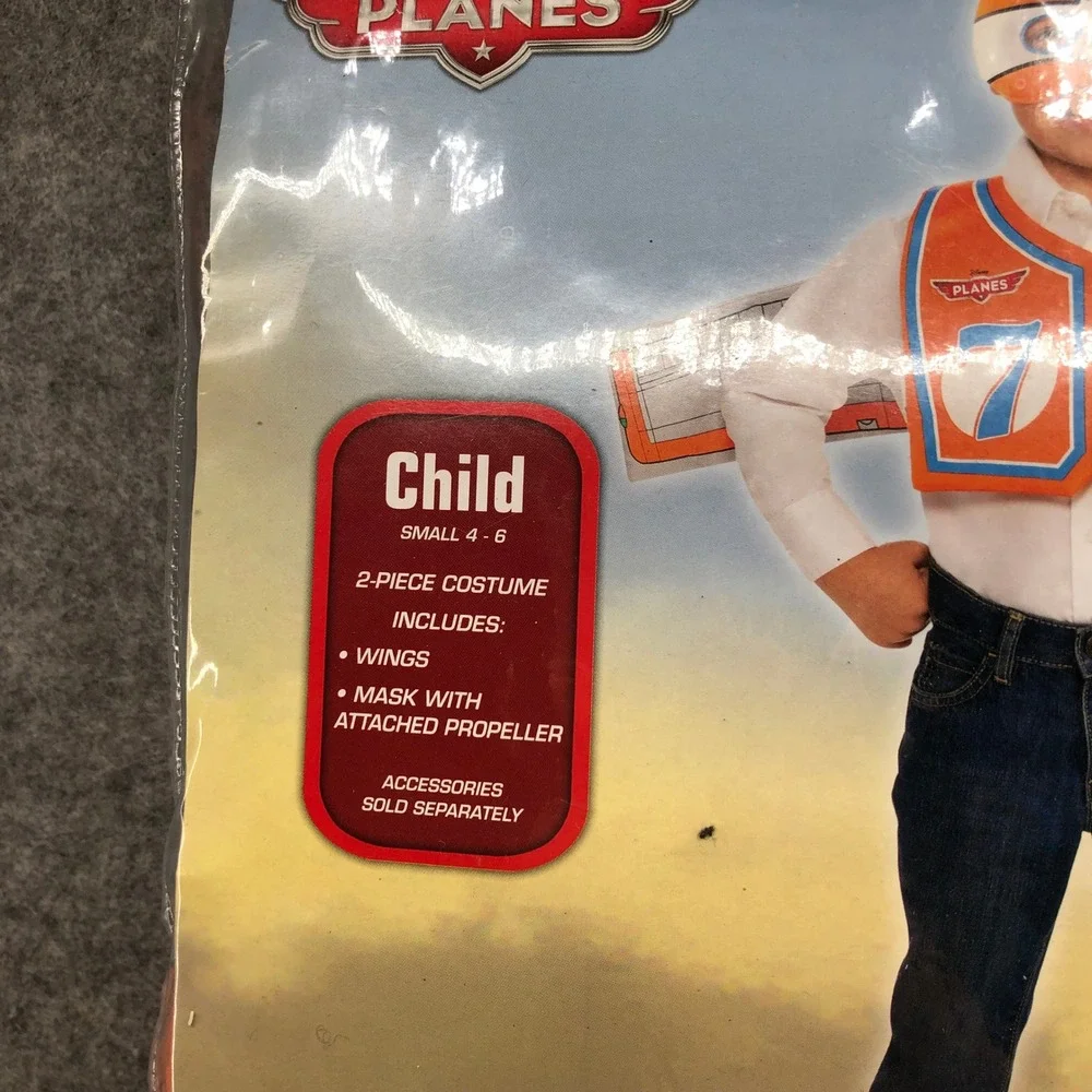 NEW Disney Planes Dusty Costume Boys Size Small 4T 5T 6 Orange White Halloween